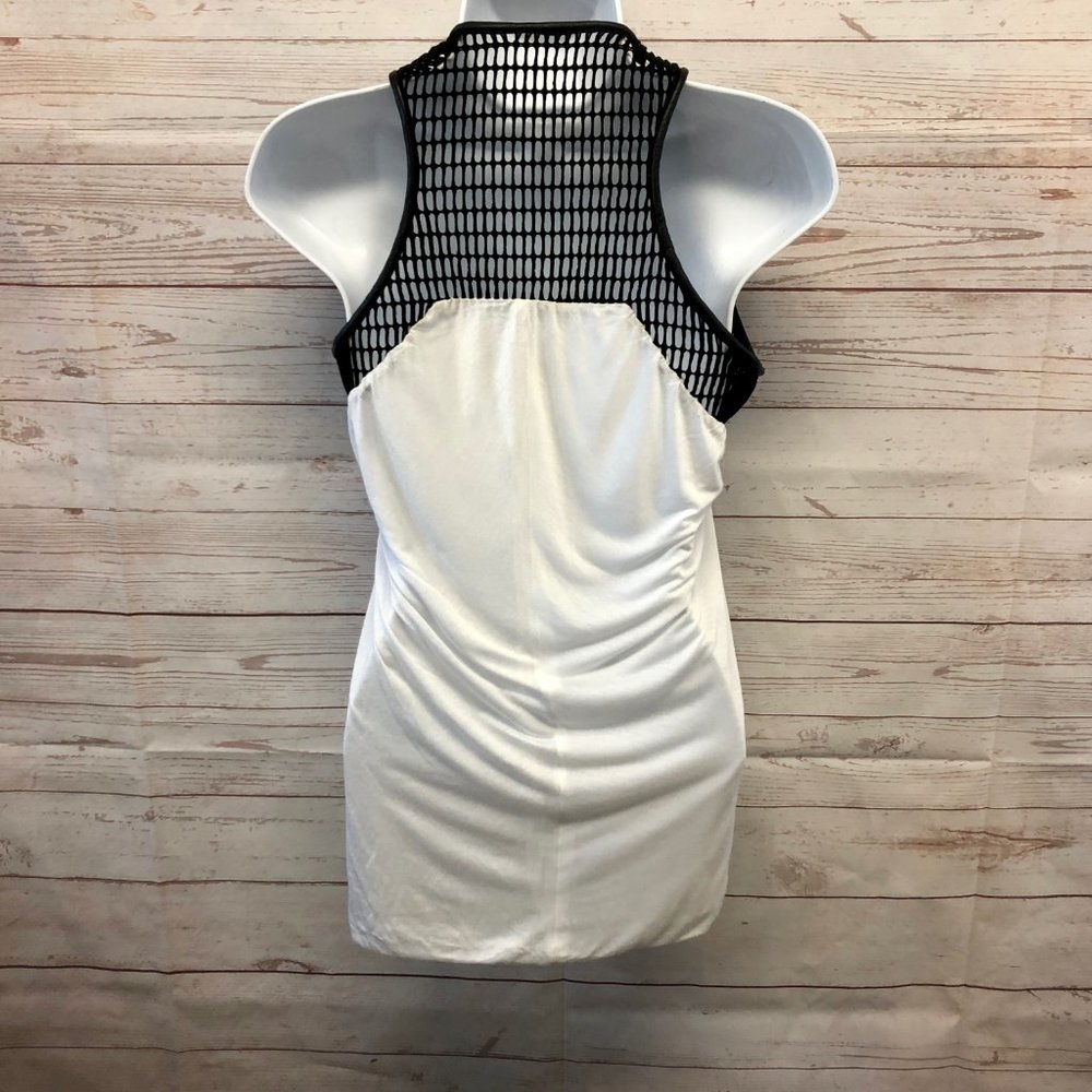 yigal azrouel leather trim mesh tank blouse - Picture 4 of 7